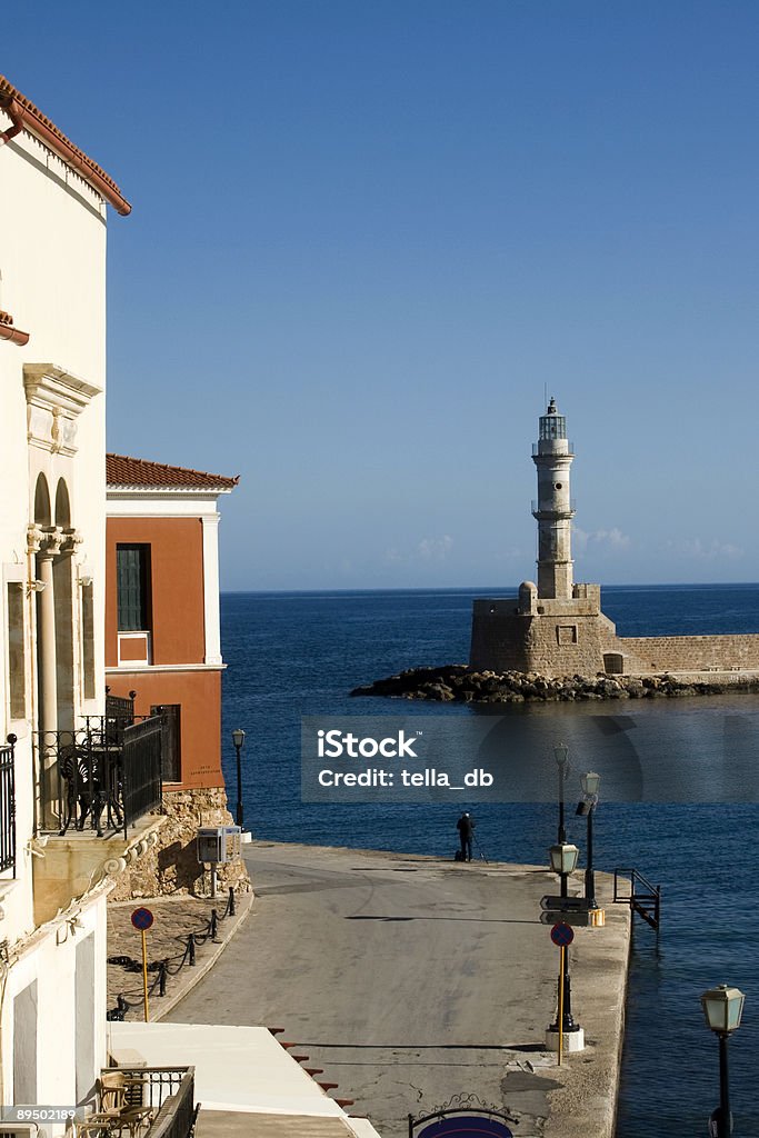 Chania-faro nel vecchio porto, Creta - Foto stock royalty-free di La Canea - Unità periferica