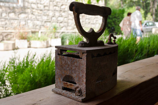 istock Old retro vintage iron on the balcony 895028666