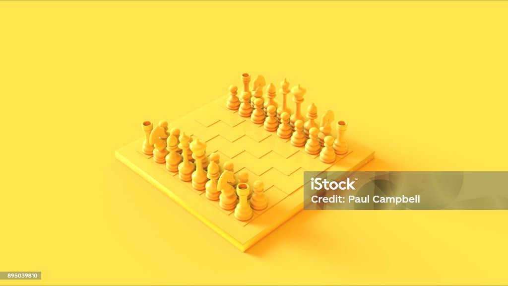 Yellow Chess Board and Pieces Yellow Chess Board and Pieces 3d illustration Chess Stock Photo