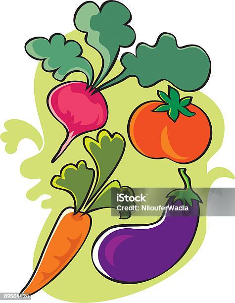 Produtos Hortícolas - Arte vetorial de stock e mais imagens de Alimentação Saudável - Alimentação Saudável, Beringela, Caule de planta
