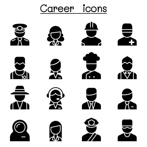 Vector illustration of Career, Occupation, Profession icon set