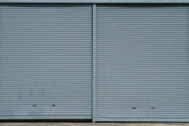 istock Background of metal shutter door. 895047976