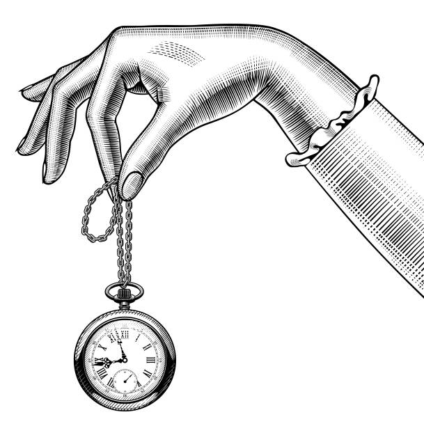 レトロな懐中時計を持つ女の手 - clock hand illustrations点のイラスト素材／クリップアート素材／マンガ素材／アイコン素材