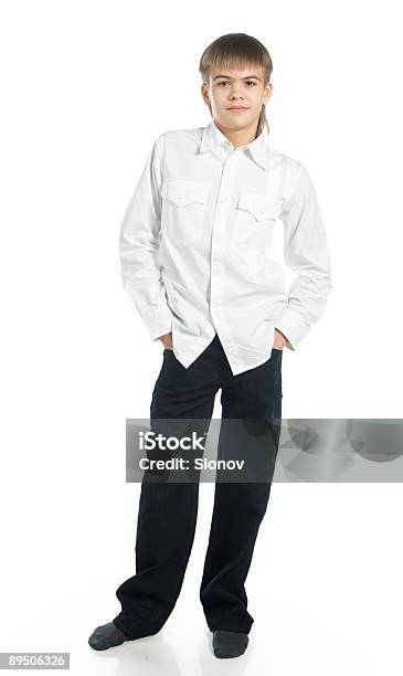 Standing Teenage Boy Stock Photo - Download Image Now - Adolescence, Blond Hair, Casual Clothing