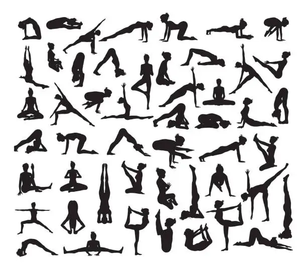 Vector illustration of Yoga Poses Silhouettes