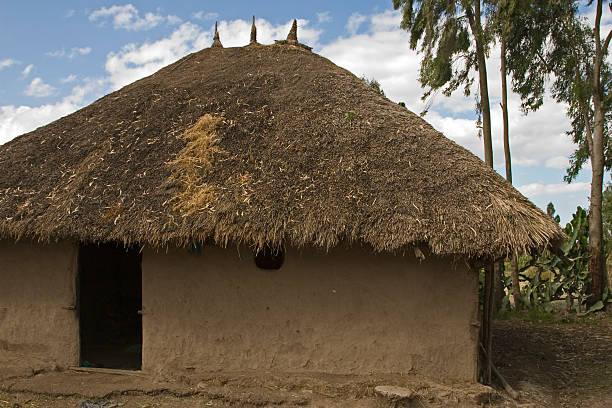 capanne africana - hut africa grass hut mud hut foto e immagini stock