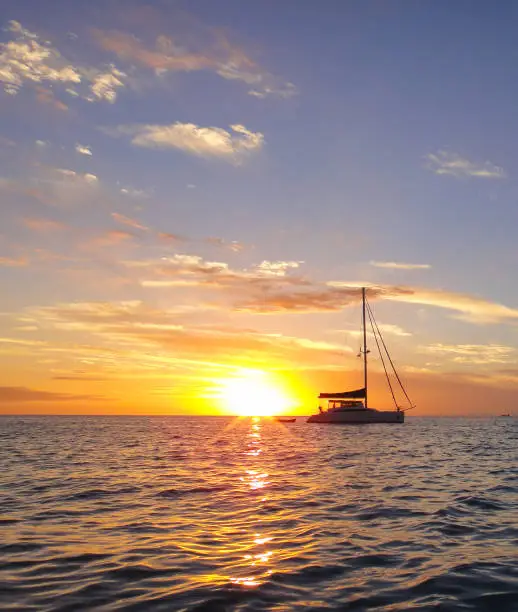 Nassau, Bahamas - a charter catamaran on a sunset cruise