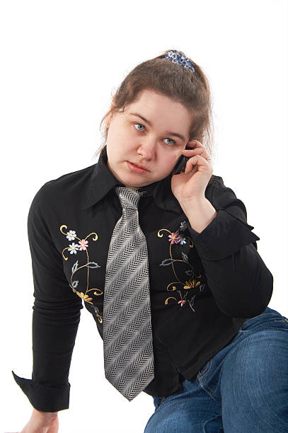 Young woman with cellphone stock photo