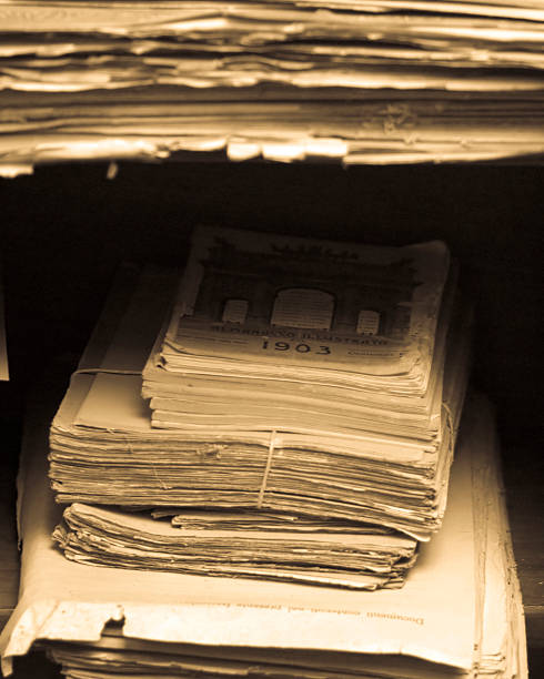 Old books in an ancient library stock photo