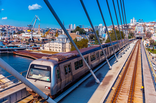 Istanbul, Turkey - October 11, 2017. Golden Horn Metro Bridge in Istanbul City.