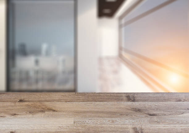 istock Open space office interior with like conference room . The wooden table. 895084846