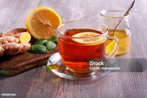 Tea With Ginger Root Stock Photo - Download Image Now - Black Tea, Ginger - Spice, Honey