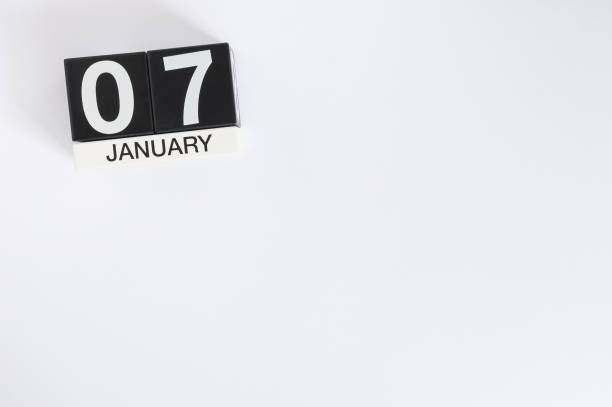 istock January 7th. Day 7 of month, calendar on white background. Winter time. Empty space for text 895087834