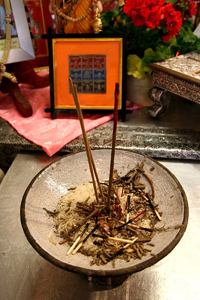 Burning incense stock photo