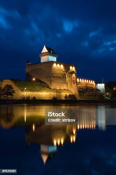 Night View Of Narva Herman Castle Stock Photo - Download Image Now - Architecture, Blue, Built Structure