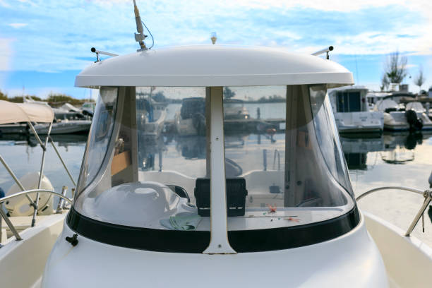 istock White Yatch  in a port detail 895104050