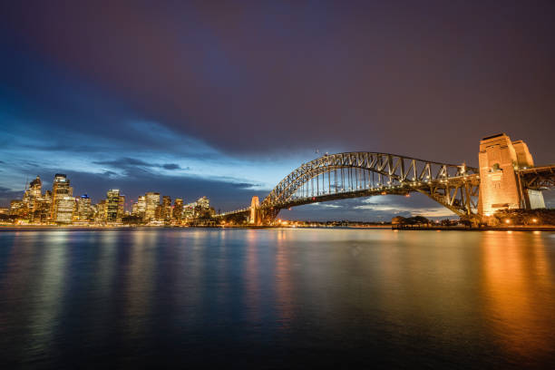 istock Australia Sydney Skyline with Sydney Harbour Bridge at Twilight 895109338
