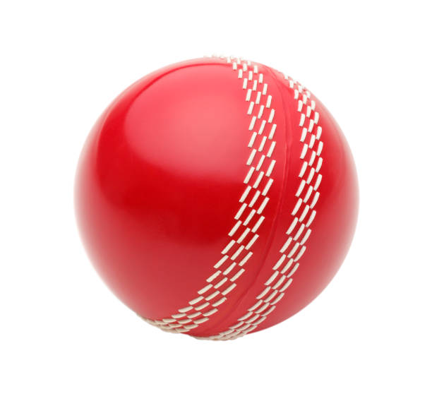 red cricket ball - kricketball stock-fotos und bilder