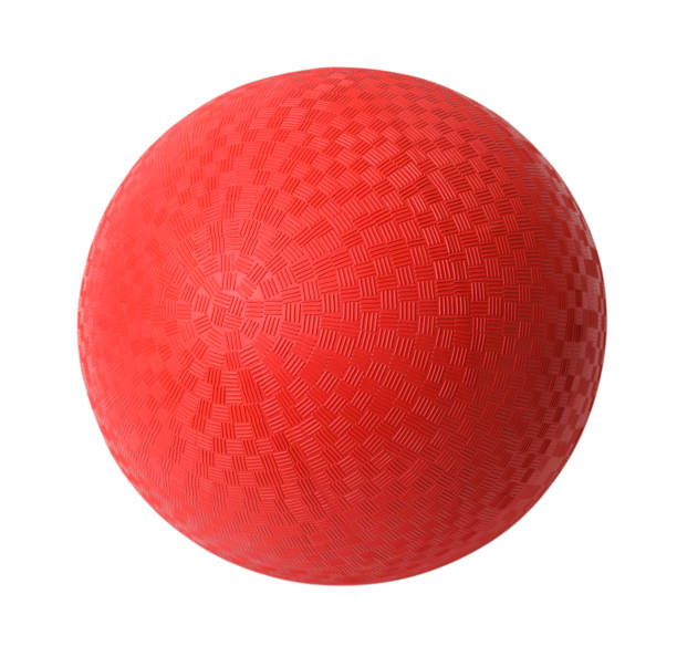 Red Dodgeball Red Rubber Ball Isolated on White Background. rubber material stock pictures, royalty-free photos & images