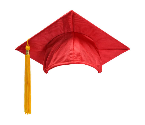 red graduation hat front - baccalaureate imagens e fotografias de stock