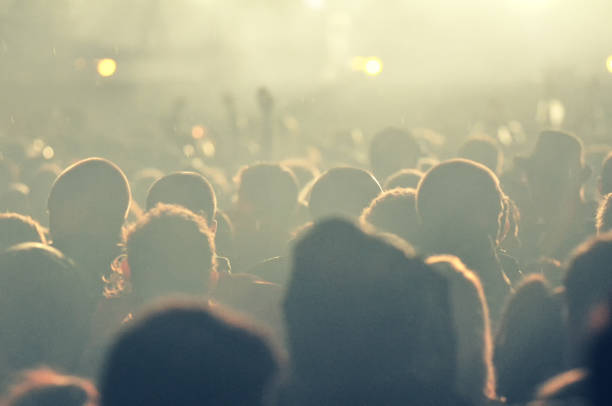 istock Crowd at a music concert, audience raising hands up 895119608