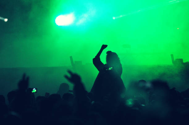 istock Crowd at a music concert, audience raising hands up 895119672