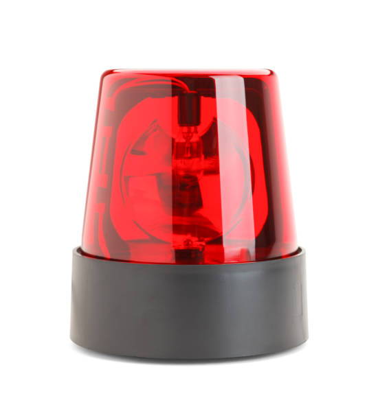 Red Police Light Emergency Light Isolated on White Background. light bulb filament photos stock pictures, royalty-free photos & images