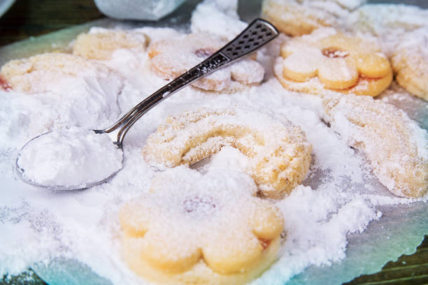 istock Tradition christmas cookies on table with sugar 895120206