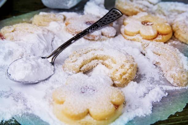 istock Tradition christmas cookies on table with sugar 895122168