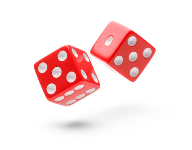 Rolling Says Red Dice in Air Rolling with Shawdows Isolated on White Background. dice photos stock pictures, royalty-free photos & images