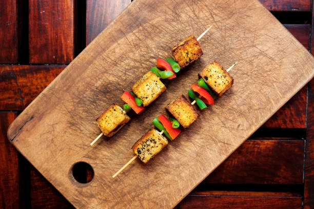 istock Tofu breaded. Vegetarian kebab with tofu cheese. 895130276
