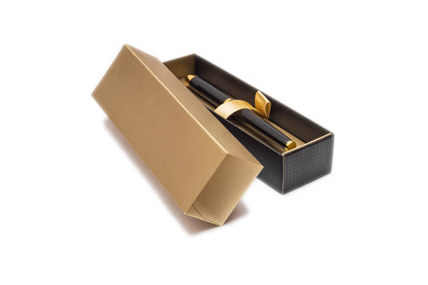 istock Pen in gift packing isolated on white background. Stationery product. 895159486