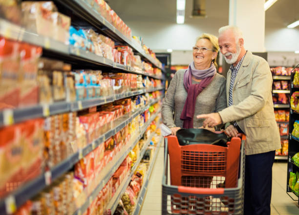 istock Happy senior grocery grocery shopping. 895181262