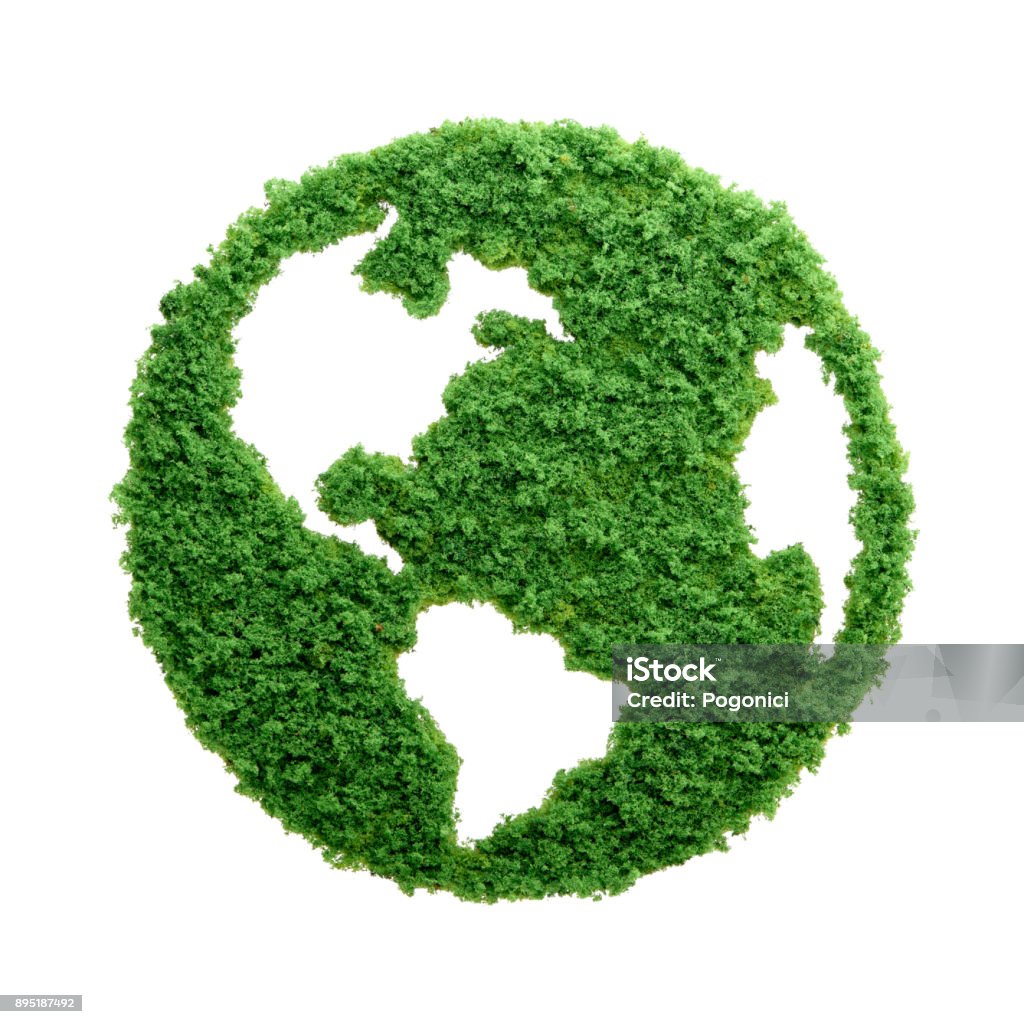 Green grass eco Planet Earth isolated Grass growing in the shape of planet Earth. We need to protect the environment and reconnect with nature. Sustainable Resources Stock Photo