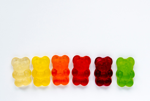 line of  colored marmalade bears