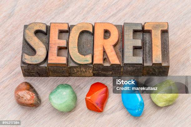 Secret Topic Secret Word Abstract In Wood Type Stock Photo - Download Image Now ...