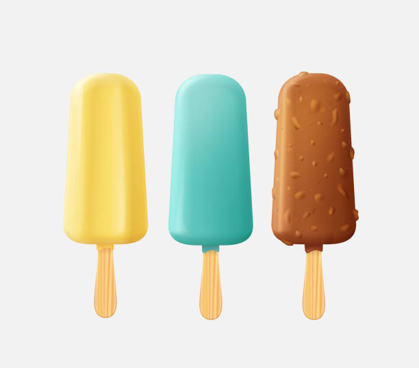 Colorful ice cream Vector set of colorful popsicle ice creams with different flavor isolated on light background stick plant part stock illustrations