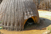 Swazi tribe hut in Swaziland entrance close up
