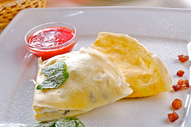 istock Pancakes with white cheese and strawberry sauce 89524204