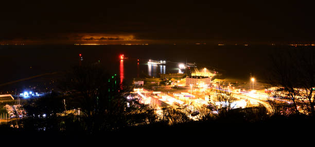 istock Dover Port Cruise Terminal 2 and Marina at Night 895242428