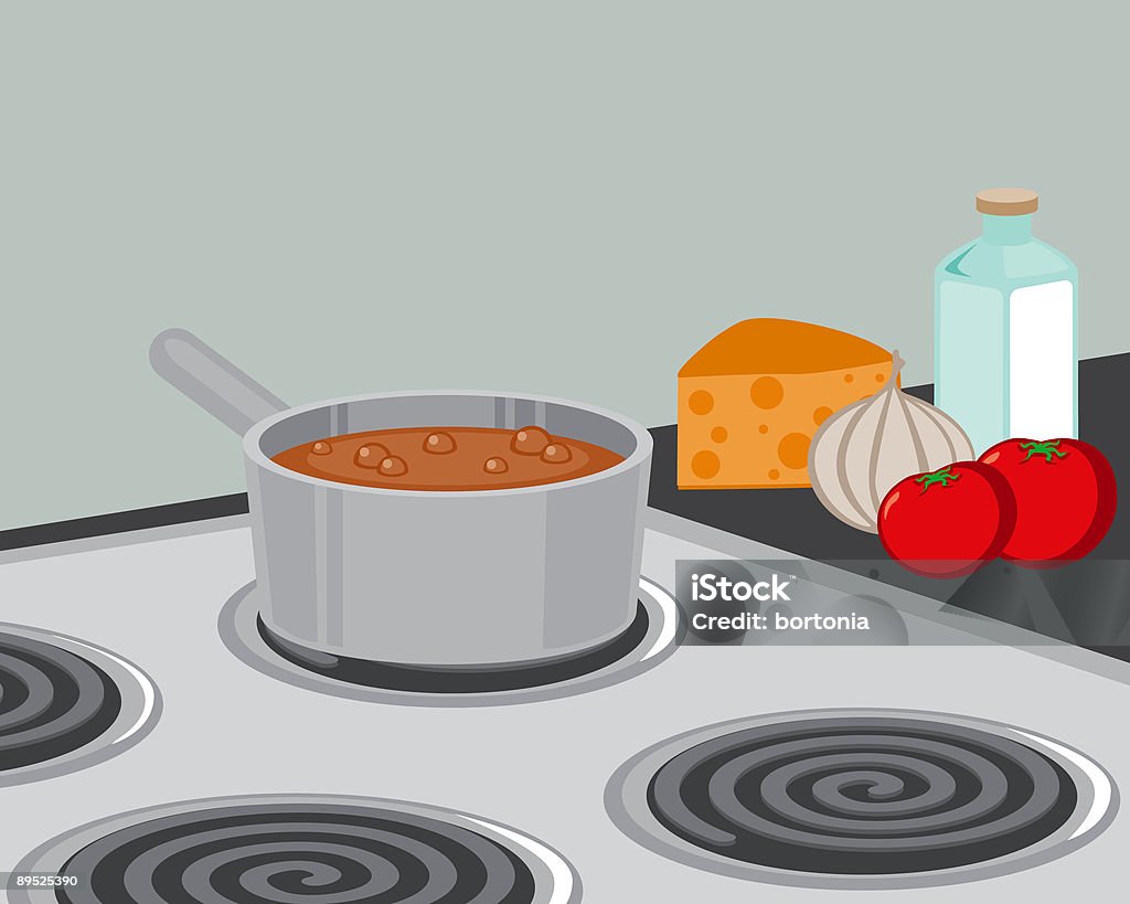 Casserole sur la cuisinière - Illustration de Cuisinière libre de droits