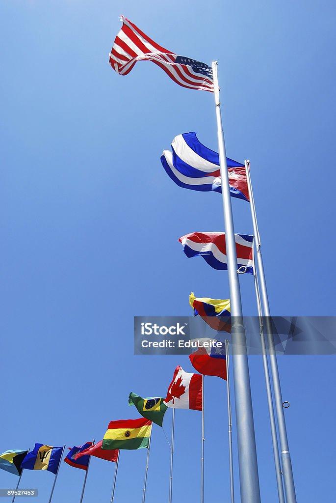 A line of flags from different countries Flags American Flag Stock Photo