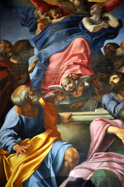 caravaggio und carracci gemälde in cerasi kapelle. basilika von santa maria del popolo - 16611 stock-fotos und bilder