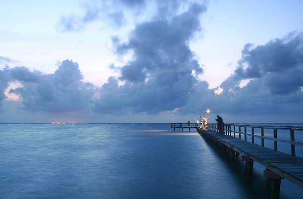 Twilight in Galveston stock photo