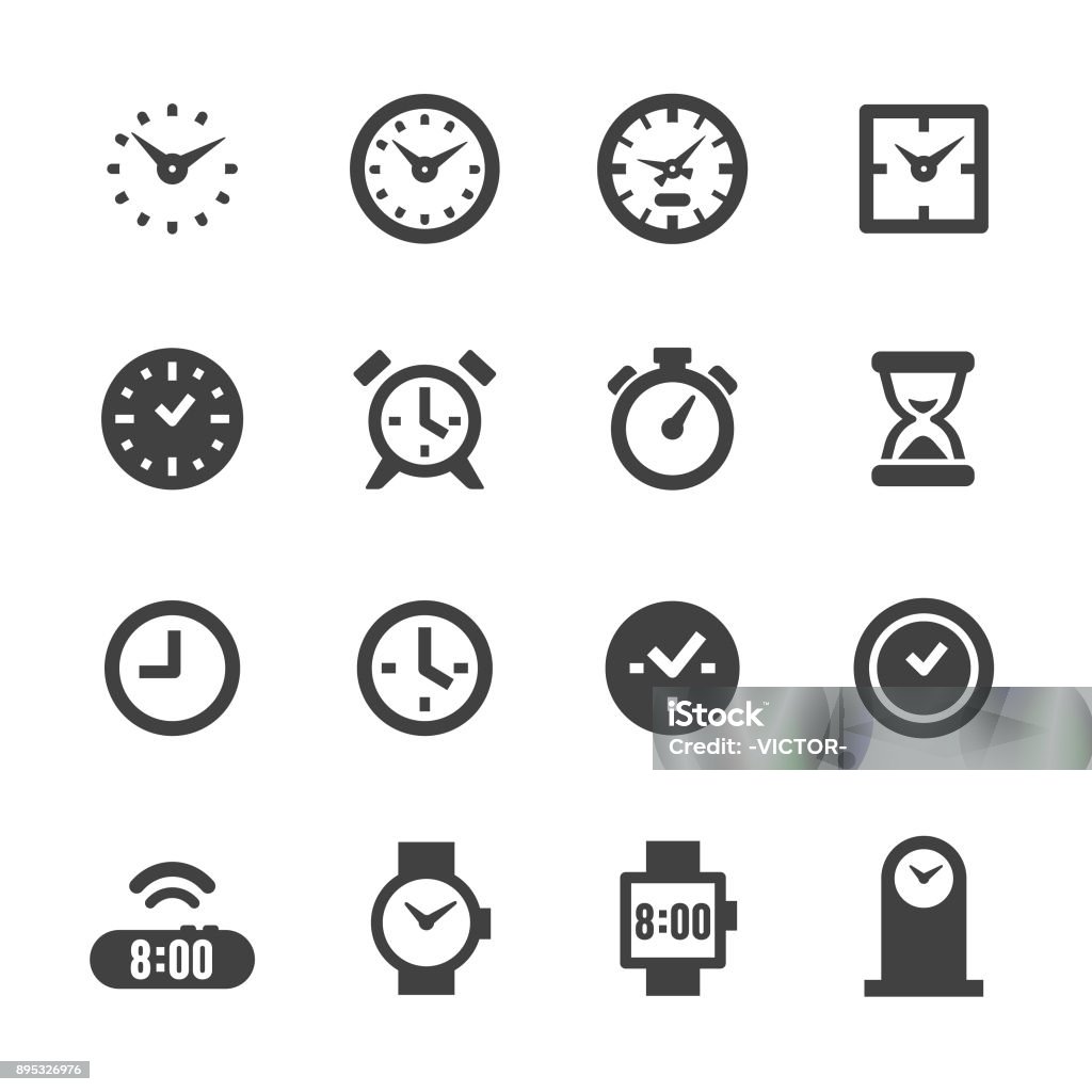 시계 아이콘-절정 시리즈 - 로열티 프리 벽 시계 벡터 아트
