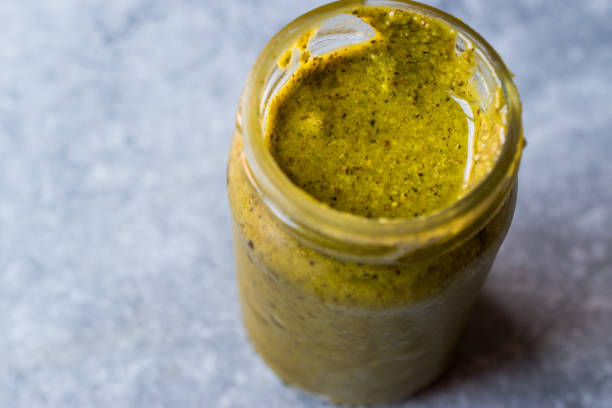 istock Green Pistachio Paste Urbech made with  Peanut Butter. 895369720