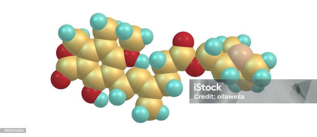 MPA-Säure molekulare Struktur isoliert auf weiss - Lizenzfrei Atom Stock-Foto