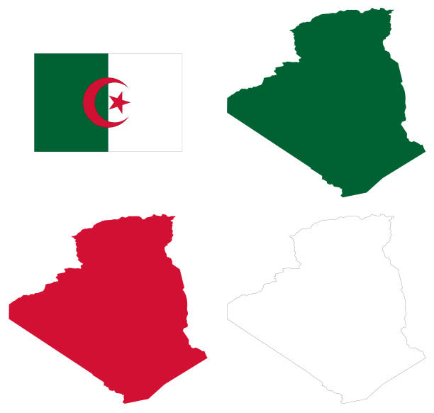 Algeria map and flag vector illustration of Algeria map and flag algeria flag silhouettes stock illustrations