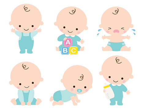 Cute Baby Boy Vector Illustration