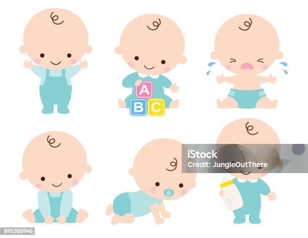 Cute Baby Boy Vector Illustration Stock Illustration - Download Image Now - Baby - Human Age, Illustration, Crying